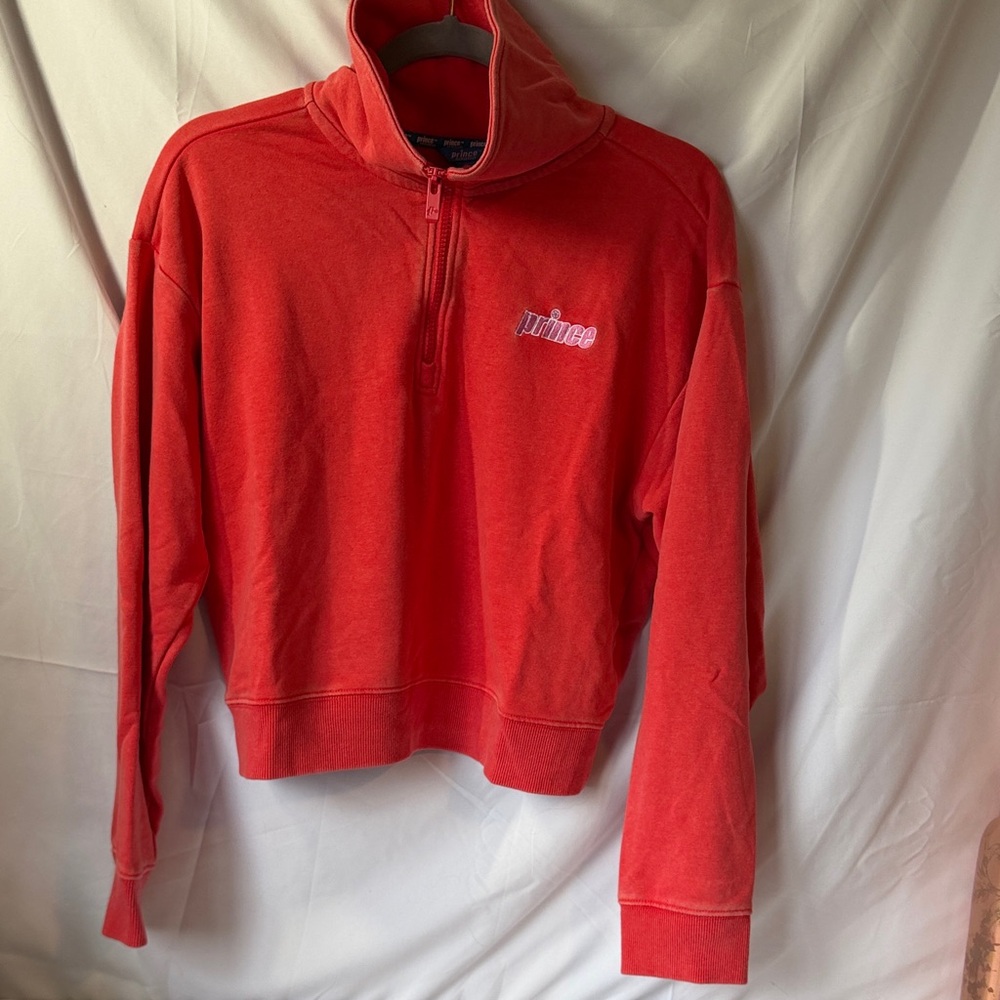 Prince Red Half-Zip Cowl Neck Pullover